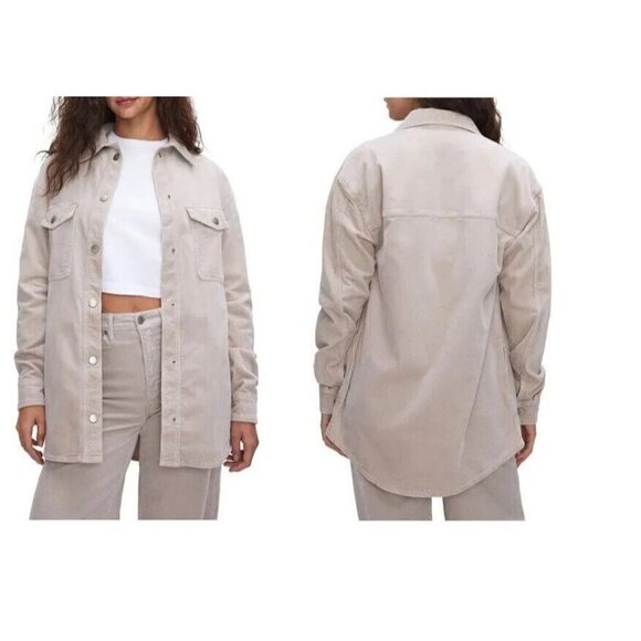 GOOD AMERICAN Corduroy Shacket In Bone Size 3/4 L/XL - Picture 6 of 10